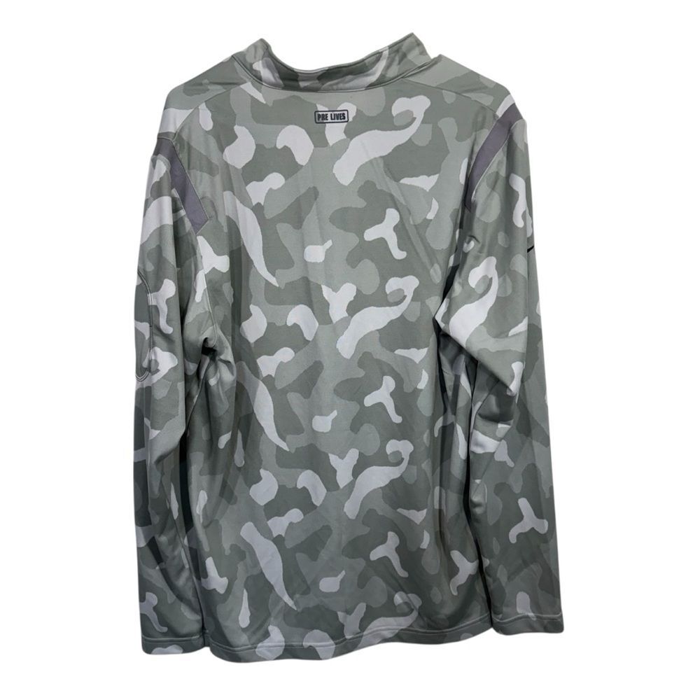 Nike Fit Dry Grey Camo Printed Half Zip Long Sleeve Athletic Top - Picture 2 of 5